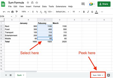 How to total or sum a column in Google Sheets