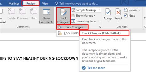 How to track changes in word document
