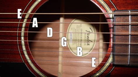 How to tune an acoustic guitar. The times of the notes are:E - 00:00A - 00:25D - 00:50G - 01:15B - 01:40e - 02:05This video acts as a chromatic tuner for standard guitar tuning. 