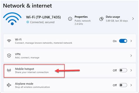 First, click or tap on the network icon from the system tray or press Windows + A on your keyboard. Then, in the quick settings panel, click or tap on the “Mobile hotspot” button to turn it on. However, keep in mind this method doesn’t show you the settings used by your mobile hotspot.. 