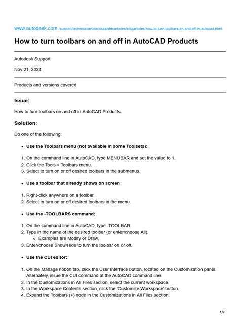 How to turn toolbars on and off in AutoCAD Products Autodesk.