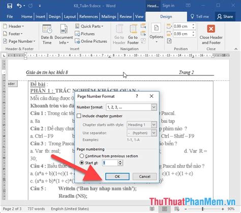 How to type page number in word