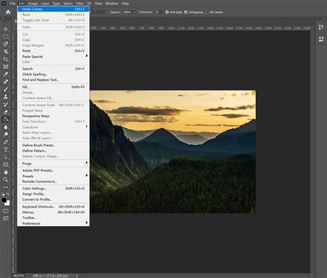 How to undo an action in photoshop