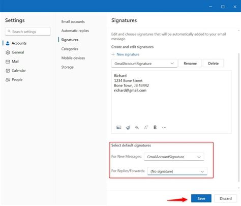 How to update signature in outlook