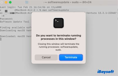 How to update sudo on mac.  Invoke softwareupdate by specifying a command followed by ...