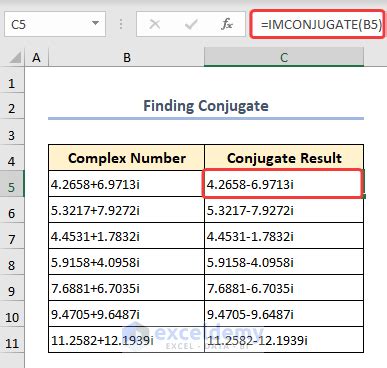 How to use IMCONJUGATE Function in Excel