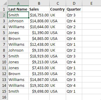 How to use a table in excel