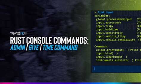 How to use admin commands rust console.  Aug 29, 2024 · Take command of your Rust server wit...