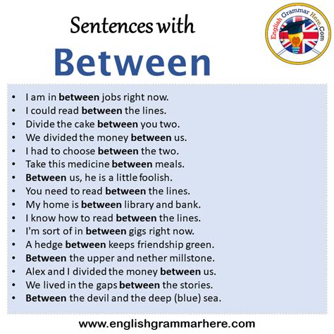 How to use between in a sentence