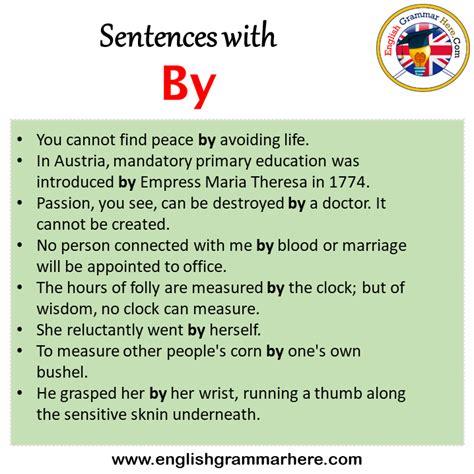 How to use by in a sentence