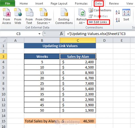 How to use edit links in excel
