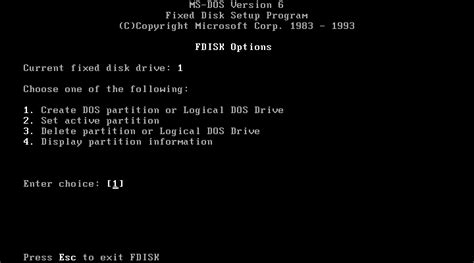 How to use fdisk command in dos