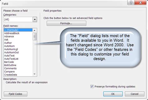 How to use fields in word