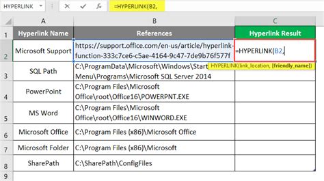 How to use hyperlink formula in excel