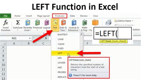 How to use left function in excel