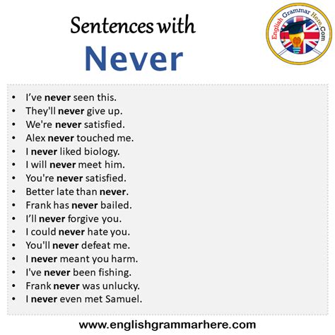How to use never in a sentence