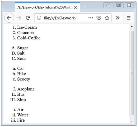 How to use ordered list in html