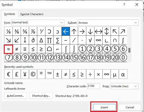 How to use the approximate symbol in word online