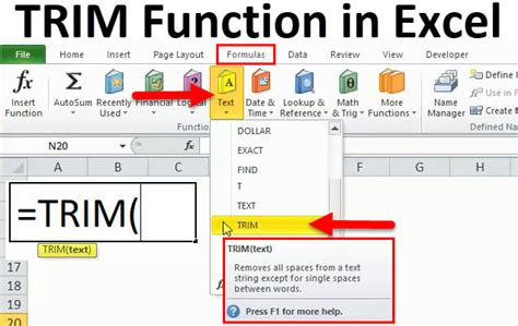 How to use trim formula in excel