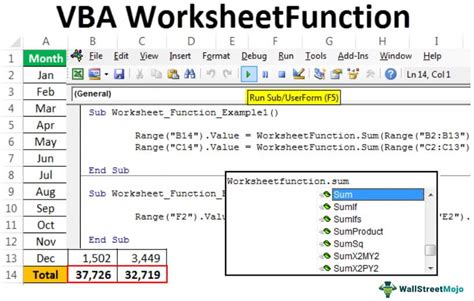 How to use worksheet functions in vba