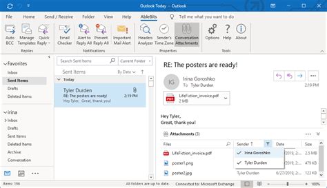 How to view attachments in outlook conversation