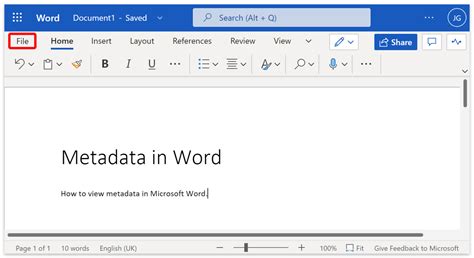 How to view metadata in word
