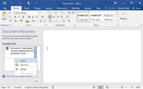 How to view unsaved documents in word