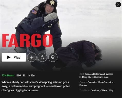 How to watch fargo. The Coen brothers' Oscar-winning crime drama. In snowy Minneapolis, intrepid, pregnant Sheriff Marge Gunderson (Frances McDormand) attempts to unravel a kidnapping plot and the string of murders it provokes, involving car dealer and family man Jerry (William H. Macy) and two, hotheaded criminals (Steve Buscemi and Peter Stormare). 