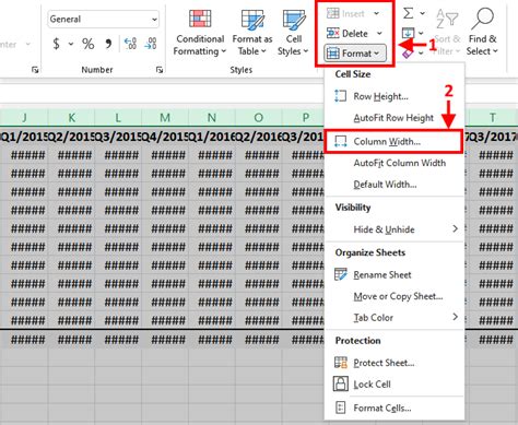 How to widen columns in excel
