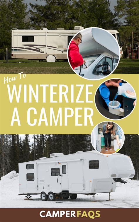 How to winterize a camper. Hook up a freshwater source such as a hose until all water runs clean in all faucets, including showers, toilets, baths and sinks. Taste a little of the water. If it tastes a little like anti-freeze, keep washing it out. Finally, make sure all the spigots and knobs are in their right place—be it closed or open. 