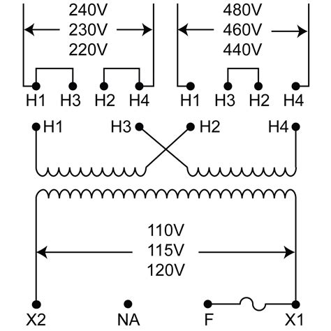 To start, a step-down transformer 480V to 120V wiring diagram consists of two sets of terminals, labeled H1 and H2. The connection between these two is the high side of the transformer. It utilizes the incoming power from the main line to provide the necessary voltage reduction. The low side of the transformer is then connected to the output .... 