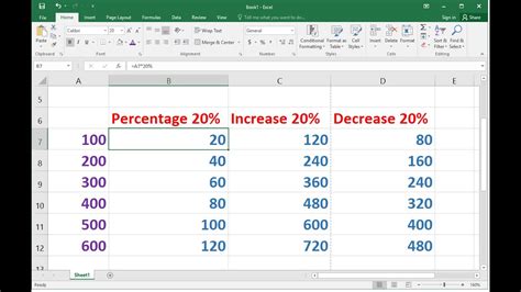 How to work out increase in excel