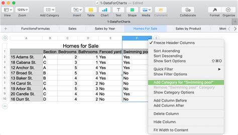 How to work with basic Categories in Numbers on Mac
