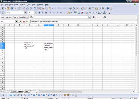How to wrap text in openoffice calc