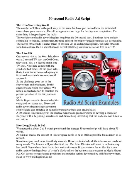 How to write a 30 second radio ad