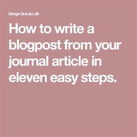 How to write a blogpost from your journal article in eleven …