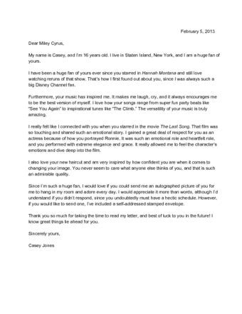 How to write a fan mail letter
