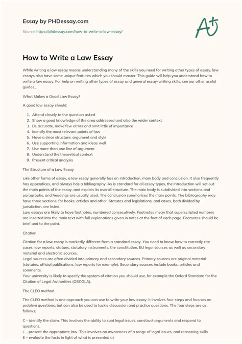 How to write a law essay example
