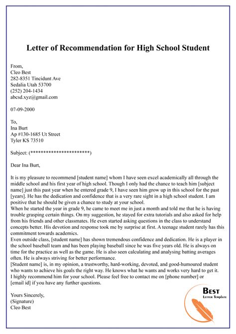 How to write a letter of recommendation for a student. Here is a letter of recommendation example for a closing statement: “After having managed Sarah for four years, I can attest to her dedication, determination and knowledge of business processes and strategies. Holdfield Century Inc. would be lucky to have Sarah in the position of finance manager.”. 