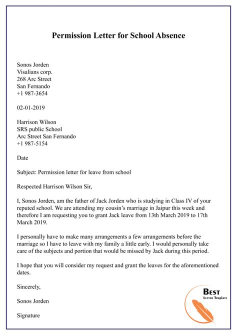 How to write a permission letter for school. .  ...