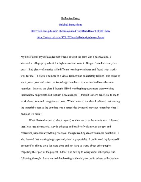 How to write a personal reflection, Sample of Essays - EduCheer!