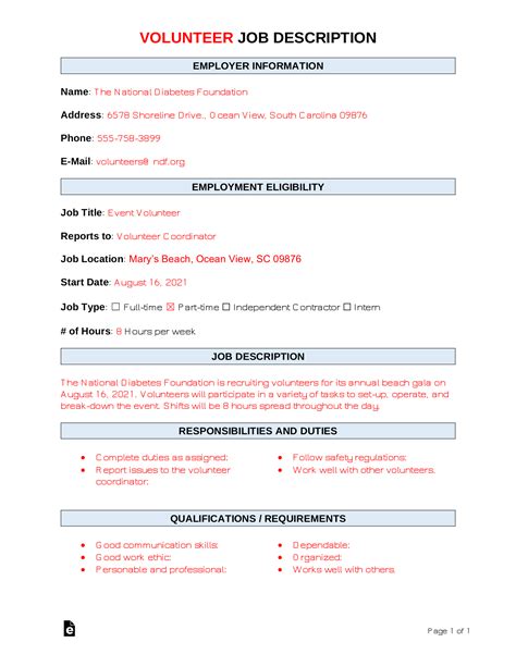 How to write a volunteer role description