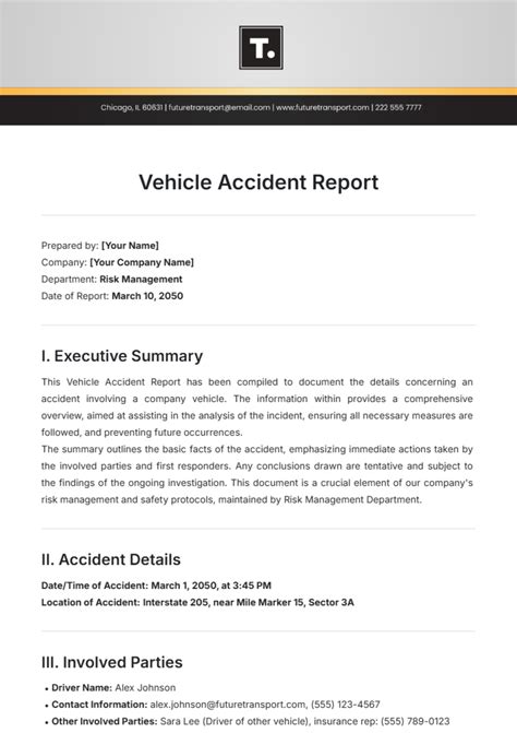 How to write an accident report example