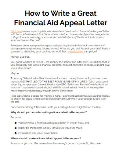 How to write an appeal letter for college financial aid. .  <a href=https://ams.s...