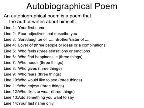 How to write an autobiography poem form examples