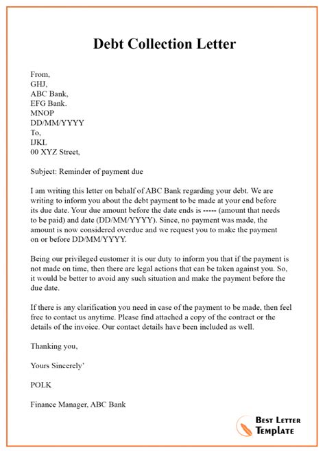 How to write debt collection letter