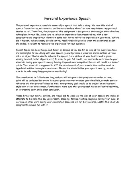How to write life experience speech