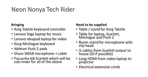 How to write tech riders and stage plots (with examples and template)
