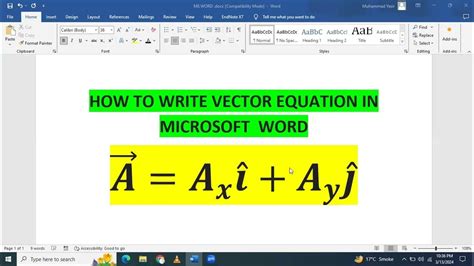 How to write vector equation in Word YouTube. 