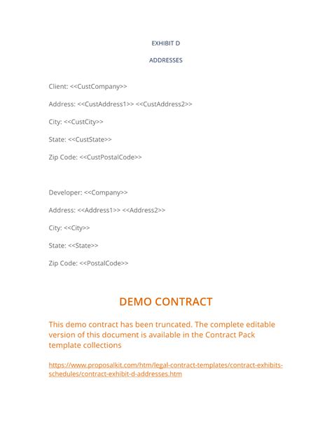 How to write your own Exhibit D (Addresses) Contract template